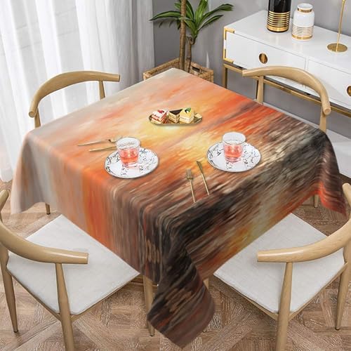 HHGFASD Quadratische dekorative Tischdecke mit Sonnenuntergang in Ölmuster, 137,2 x 137,2 cm, wasserdicht, knitterfrei, wiederverwendbar, für Cafés, Buffet, Picknicks, Hochzeiten, Partys HHGFASD Quadratische dekorative Tischdecke mit Sonnenuntergang in Ölmuster, 137,2 x 137,2 cm, wasserdicht, knitterfrei, wiederverwendbar, für Cafés, Buffet, Picknicks, Hochzeiten, Partys von HHGFASD