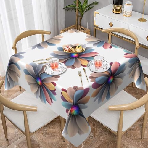 HHGFASD Quadratische dekorative Tischdecke mit blühendem Lichtmuster, 137,2 x 137,2 cm, wasserdicht, knitterfrei, wiederverwendbar, für Cafés, Buffet, Picknicks, Hochzeiten, Partys von HHGFASD
