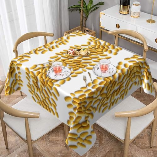 HHGFASD Quadratische dekorative Tischdecke mit kleinen goldenen Bohnen, 137,2 x 137,2 cm, wasserdicht, knitterfrei, wiederverwendbar, für Cafés, Buffet, Picknicks, Hochzeiten, Partys HHGFASD Quadratische dekorative Tischdecke mit kleinen goldenen Bohnen, 137,2 x 137,2 cm, wasserdicht, knitterfrei, wiederverwendbar, für Cafés, Buffet, Picknicks, Hochzeiten, Partys von HHGFASD