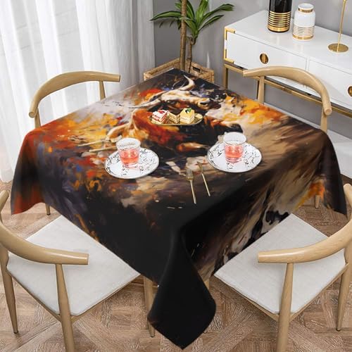 HHGFASD Quadratische dekorative Tischdecke mit laufendem Kuhmuster, 152,4 x 152,4 cm, wasserdicht, knitterfrei, wiederverwendbar, für Cafés, Buffet, Picknicks, Hochzeiten, Partys HHGFASD Quadratische dekorative Tischdecke mit laufendem Kuhmuster, 152,4 x 152,4 cm, wasserdicht, knitterfrei, wiederverwendbar, für Cafés, Buffet, Picknicks, Hochzeiten, Partys von HHGFASD