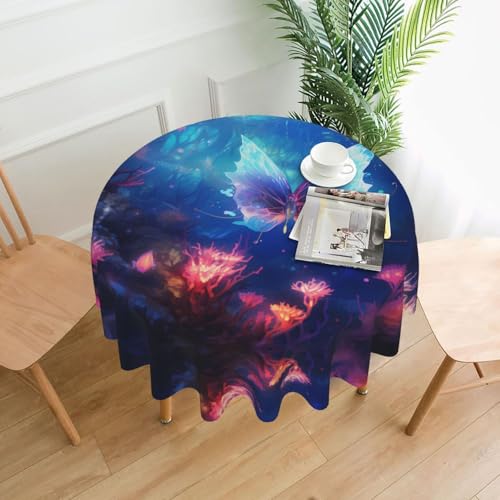 HHGFASD Runde dekorative Tischdecke, Motiv: Meeresboden, Schmetterlingsmuster, 152,4 cm, für Innen- und Außenbereich, Partys, Hochzeiten HHGFASD Runde dekorative Tischdecke, Motiv: Meeresboden, Schmetterlingsmuster, 152,4 cm, für Innen- und Außenbereich, Partys, Hochzeiten von HHGFASD