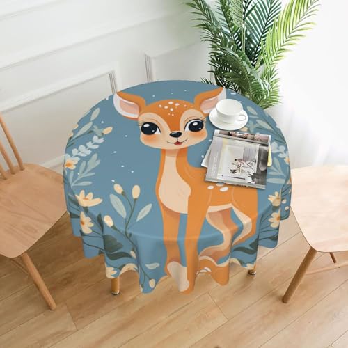 HHGFASD Runde dekorative Tischdecke, Rehkitzmuster, 152,4 cm, für Innen- und Außenbereich, Partys, Hochzeiten HHGFASD Runde dekorative Tischdecke, Rehkitzmuster, 152,4 cm, für Innen- und Außenbereich, Partys, Hochzeiten von HHGFASD
