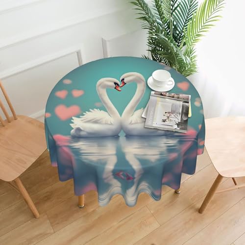 HHGFASD Runde dekorative Tischdecke mit Schwanenmotiv, 152,4 cm, für Innen- und Außenbereich, Partys, Hochzeiten HHGFASD Runde dekorative Tischdecke mit Schwanenmotiv, 152,4 cm, für Innen- und Außenbereich, Partys, Hochzeiten von HHGFASD