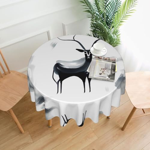 HHGFASD Runde dekorative Tischdecke mit seltsamem Antilopenmuster, 152,4 cm, für Innen- und Außenbereich, Partys, Hochzeiten HHGFASD Runde dekorative Tischdecke mit seltsamem Antilopenmuster, 152,4 cm, für Innen- und Außenbereich, Partys, Hochzeiten von HHGFASD
