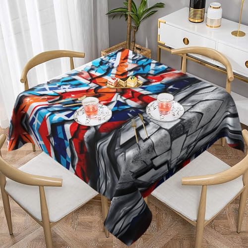 HHGFASD Shock Graffiti-Flaggenmuster, quadratisch, dekorative Tischdecke, 152,4 x 152,4 cm, wasserdicht, knitterfrei, wiederverwendbar, für Cafés, Buffet, Picknicks, Hochzeiten, Partys von HHGFASD
