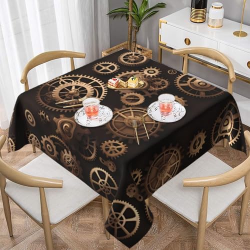 HHGFASD Steampunk dekorative Tischdecke mit mechanischem Zahnradmuster, quadratisch, 152,4 x 152,4 cm, wasserdicht, knitterfrei, wiederverwendbar, für Cafés, Buffet, Picknicks, Hochzeiten, Partys HHGFASD Steampunk dekorative Tischdecke mit mechanischem Zahnradmuster, quadratisch, 152,4 x 152,4 cm, wasserdicht, knitterfrei, wiederverwendbar, für Cafés, Buffet, Picknicks, Hochzeiten, Partys von HHGFASD
