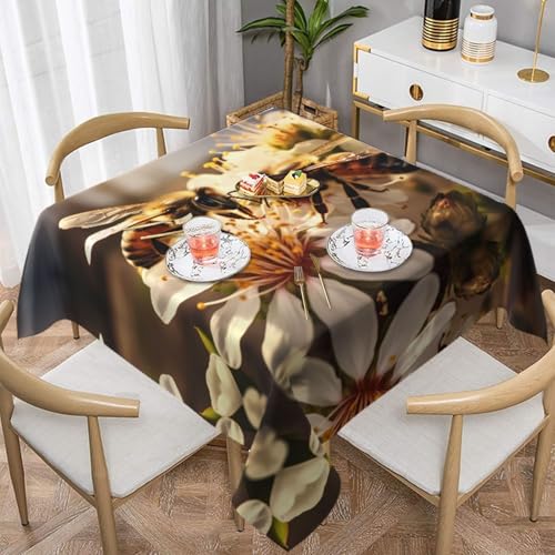 HHGFASD The Honeybee Tischdecke, quadratisch, dekorativ, 137,2 x 137,2 cm, wasserdicht, knitterfrei, wiederverwendbar, für Cafés, Buffet, Picknicks, Hochzeiten, Partys von HHGFASD