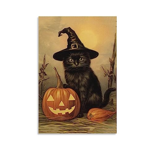HHGaoArt Leinwandbild, Gothic-Stil, Halloween-Geist, gruseliges Dekor, 7 Hexenkatzen, 40,6 x 61 cm, ungerahmt HHGaoArt Leinwandbild, Gothic-Stil, Halloween-Geist, gruseliges Dekor, 7 Hexenkatzen, 40,6 x 61 cm, ungerahmt von HHGaoArt