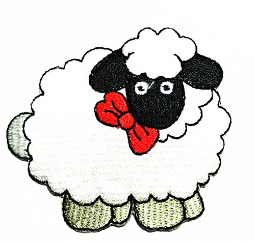 HHO Aufnäher mit niedlicher weißer und schwarzer roter Schleife, Schaf, bestickt, zum Aufnähen oder Aufbügeln für Kinder, für Taschen, Jacken, Jeans, Kleidung HHO Aufnäher mit niedlicher weißer und schwarzer roter Schleife, Schaf, bestickt, zum Aufnähen oder Aufbügeln für Kinder, für Taschen, Jacken, Jeans, Kleidung von HHO CARTOON PATCH