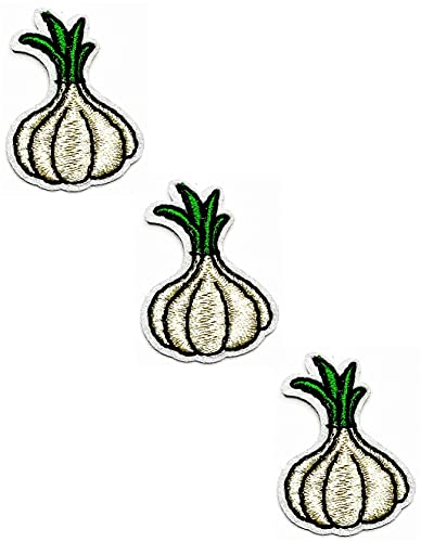 HHO CARTOON PATCH HHO Patch Set 3 Stück Mini Gemüse Garten Patches Zwiebel Knoblauch Gemüse Niedlich Cartoon Aufkleber Stickerei Jacke T Shirt Patch Aufnähen Bügelbild Schild Kostüm von HHO CARTOON PATCH