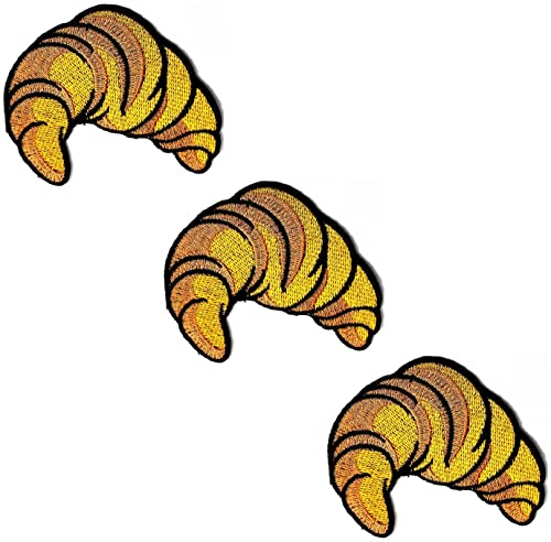 HHO Patch Set 3 Stück Brot Snack bestickte Patches Croissant Brot Kinder Cartoon Bügelbilder für DIY Dekoration T-Shirt Rucksack Hoodies Taschen Jeans von HHO CARTOON PATCH