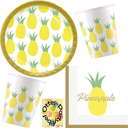 Ananas-Sommer-Party-Set Pineapples-Summer-Party-Set 36tlg. für 8 Gäste Teller Papp-Becher Servietten Ananas-Sommer-Party-Set Pineapples-Summer-Party-Set 36tlg. für 8 Gäste Teller Papp-Becher Servietten von HHO