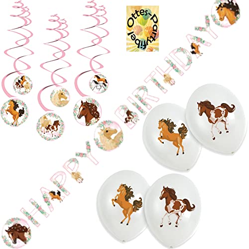 Beautiful-Horses-Pferde-Party-Set Dekoset 3 - Partykette Happy Birthday - Luftballons - Dekospiralen von HHO