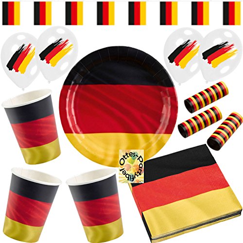 Deutschland Germany German Party-Set 62tlg. für 16 Gäste : Teller Becher Servietten Luftschlangen Wimpelkette Luftballons Deutschland Germany German Party-Set 62tlg. für 16 Gäste : Teller Becher Servietten Luftschlangen Wimpelkette Luftballons von HHO