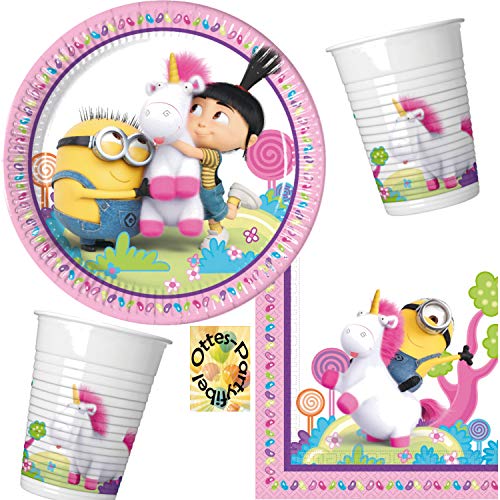 Fluffy Minions Unicorn 52tlg. für 16 Gäste Teller Becher Servietten Fluffy Minions Unicorn 52tlg. für 16 Gäste Teller Becher Servietten von HHO