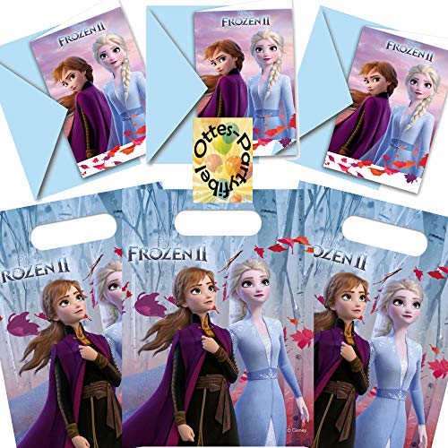 HHO Frozen-Eiskönigin-Party-Set Frozen2-Party Erweiterungs-Set 3-6 Einladungen 6 Partytüten von HHO