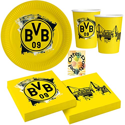 HHO BVB-Dortmund-Party-Set Borussia-Partyset 36tlg. für 8 Fußballfans Teller Becher Servietten von HHO