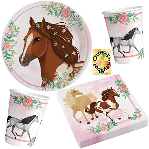 HHO Beautiful-Horses-Pferde-Party-Set 52tlg. - für 16 Pferdefreunde Teller Becher Servietten von HHO