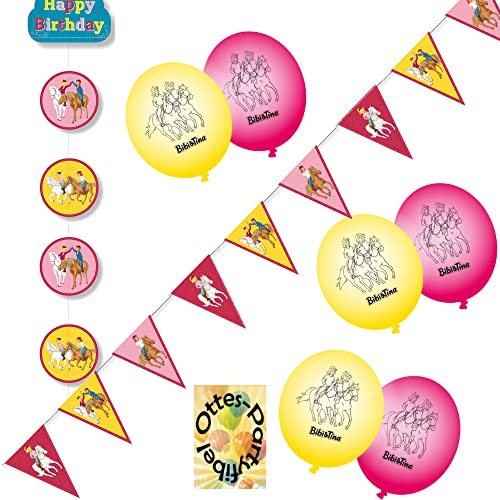 HHO Bibi Und Tina Pferde-Hof-Party-Set Deko-Set Wimpelkette + Luftballon + Deckenhänger von HHO