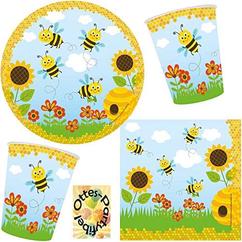HHO Biene-Bienen-Party-Set 36tlg. für 8 Gäste 8 Teller 8 Becher 20 Servietten von HHO