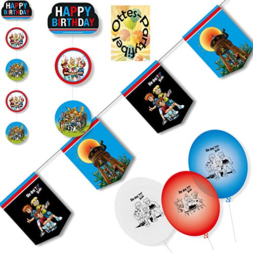 HHO Die DREI ???-Party-Set Fragezeichen-Kids-Party-Set Detektiv-Party-Set Dekoration : Wimpelkette Deckenhänger Luftballons von HHO