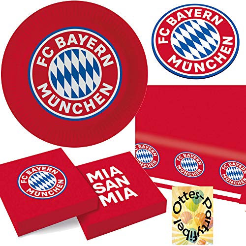 HHO FC-Bayern-München-Party-Set für 8 Fußballfans 41tlg. Teller Servietten Untersetzer Tischdecke von HHO