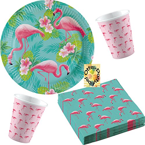 HHO Flamingo Paradise Paradies Partyset 36tlg. für 8 Gäste Teller Becher Servietten von HHO