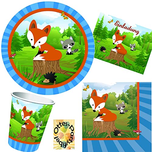 HHO Fuchs-Wald-Tiere-Party-Set #1 für 16 Naturliebhaber - 68tlg. Teller Becher Servietten Einladungen HHO Fuchs-Wald-Tiere-Party-Set #1 für 16 Naturliebhaber - 68tlg. Teller Becher Servietten Einladungen von HHO