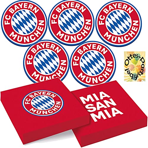 HHO Fußball-Bayern-München-Party-Set 32tlg. für 12 Fußballfans 12 Bierdeckel 20 Servietten von HHO