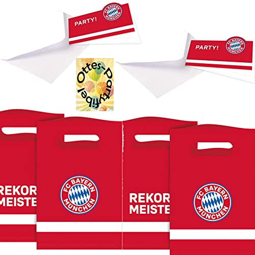 HHO Fußball-Bayern-München-Party-Set Erweiterungset für 8 Fußballfans Einladungen und Mitgebseltüten von HHO