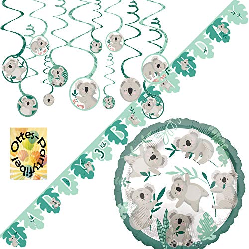 HHO Koala-Party-Set Koala-Partyset Dekoset - Wimpelkette Dekospiralen Folienballon von HHO