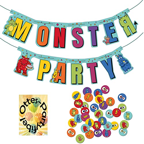 HHO Monster-Party-Set Monster-Party-Deko - Dekoset 1 - Konfetti + Girlande von HHO
