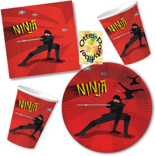 HHO Ninja Party-Set 52tlg. für 16 Gäste : Teller Becher Servietten von HHO
