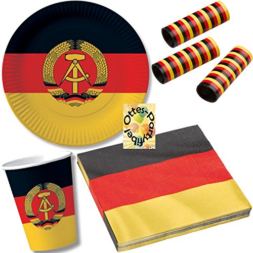 HHO Nostalgie Ostalgie DDR Party-Set 43tlg. für 10 Gäste : Teller Becher Servietten Luftschlangen von HHO