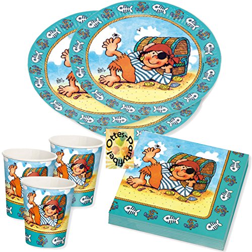 HHO Pirat Pit Planke Partyset 52tlg. für 16 Kinder Teller Becher Servietten von HHO