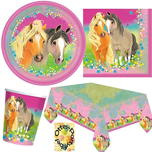 HHO Pretty-Pony-Horses-Pferde-Party-Set 37tlg. - für 8 Pferdefreunde Teller Becher Servietten Tischdecke von HHO