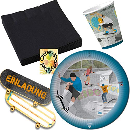 HHO Skatepark Skater Longboard Party-Set 42tlg. für 6 Gäste : Teller Becher Servietten Einladungen HHO Skatepark Skater Longboard Party-Set 42tlg. für 6 Gäste : Teller Becher Servietten Einladungen von HHO