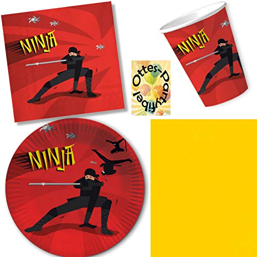 Ninja Party-Set 37tlg. für 8 Gäste : Teller Becher Servietten Tischdecke Ninja Party-Set 37tlg. für 8 Gäste : Teller Becher Servietten Tischdecke von HHO