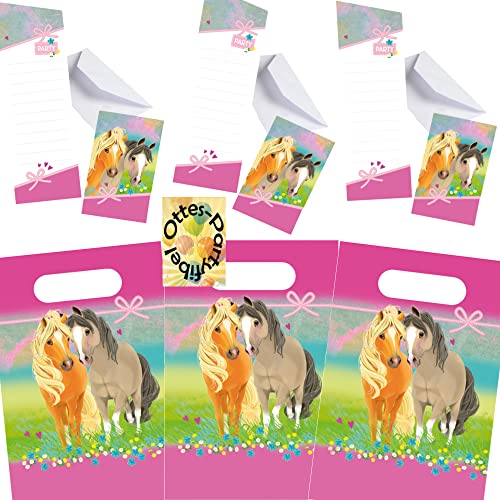 HHO Pretty-Pony-Horses-Pferde-Party-Set Erweiterung für 8 Pferdefreunde Einladungen und Mitgebseltüten von HHO