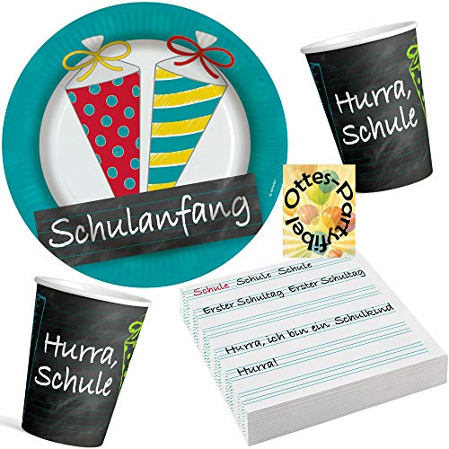 Schulanfang-Party-Set Schuleinführung Partyset 36tlg. für 8 Gäste 8 Teller 8 Becher 20 Servietten Schulanfang-Party-Set Schuleinführung Partyset 36tlg. für 8 Gäste 8 Teller 8 Becher 20 Servietten von HHO