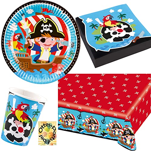 Seeräuber-Piraten-Party-Set 37tlg. - für 8 Gäste Teller Becher Servietten Tischdecke Seeräuber-Piraten-Party-Set 37tlg. - für 8 Gäste Teller Becher Servietten Tischdecke von HHO