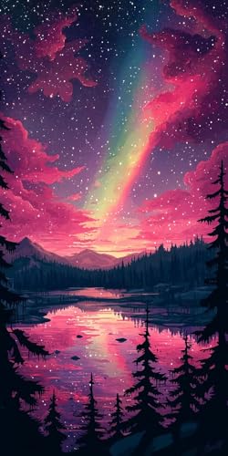 5D Diamond Painting Erwachsene, Diamant Malerei Kinder Anfänger, DIY Aurora Landschaft Diamant Painting Bilder Erwachsene Bastelset Geeignet Als Geschenk, Zur Entspannung und Als Wanddeko 20x40cm y419 von HHQGOUYG