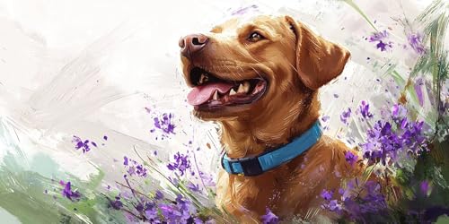 5D Diamond Painting Erwachsene, Diamant Malerei Kinder Anfänger, DIY Blumenhund Diamant Painting Bilder Erwachsene Bastelset Geeignet Als Geschenk, Zur Entspannung und Als Wanddeko 40x80cm y-335 von HHQGOUYG