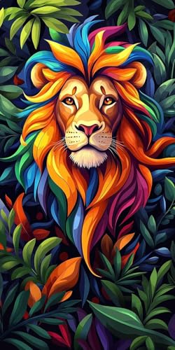 5D Diamond Painting Erwachsene, Diamant Malerei Kinder Anfänger, DIY Dschungellöwe Diamant Painting Bilder Erwachsene Bastelset Geeignet Als Geschenk, Zur Entspannung und Als Wanddeko 100x200cm y-102 von HHQGOUYG