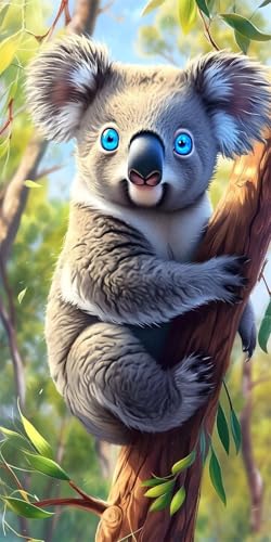 5D Diamond Painting Erwachsene, Diamant Malerei Kinder Anfänger, DIY Koala Diamant Painting Bilder Erwachsene Bastelset Geeignet Als Geschenk, Zur Entspannung und Als Weihnachten Wanddeko 40x80cm y447 von HHQGOUYG