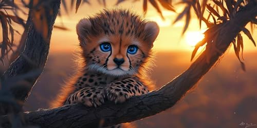 5D Diamond Painting Erwachsene, Diamant Malerei Kinder Anfänger, DIY Leopard Landschaft Diamant Painting Bilder Erwachsene Bastelset Geeignet Als Geschenk, Zur Entspannung und Wanddeko 100x200cm y-35 von HHQGOUYG