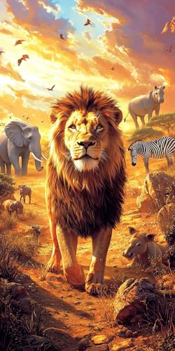 5D Diamond Painting Erwachsene, Diamant Malerei Kinder Anfänger, DIY Prairie Löwen Diamant Painting Bilder Erwachsene Bastelset Geeignet Als Geschenk, Zur Entspannung und Als Wanddeko 100x200cm y-75 von HHQGOUYG