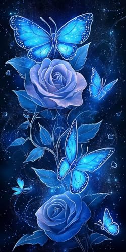 Blaue Rose Schmetterling Diamond Painting Erwachsene, 5D Diamant Kunst Kinder Kits, DIY Erwachsene Mosaikherstellung Basteln Diamant Malerei Bilder Set für Weihnachten Wanddekoration 20x40cm t-485 Blaue Rose Schmetterling Diamond Painting Erwachsene, 5D Diamant Kunst Kinder Kits, DIY Erwachsene Mosaikherstellung Basteln Diamant Malerei Bilder Set für Weihnachten Wanddekoration 20x40cm t-485 von HHQGOUYG