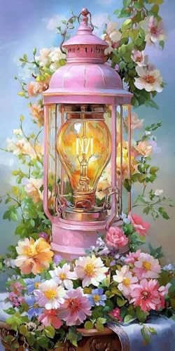 Blumenleuchten Diamond Painting Erwachsene, 5D Diamant Kunst Kinder Kits, DIY Erwachsene Mosaikherstellung Basteln Diamant Malerei Bilder Set für Weihnachten Wanddekoration, Geschenke 20x40cm t-333 von HHQGOUYG