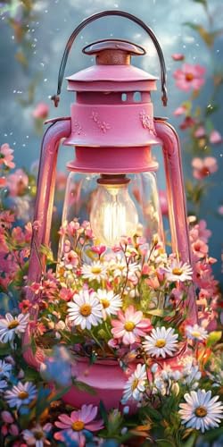 Blumenleuchten Diamond Painting Erwachsene, 5D Diamant Kunst Kinder Kits, DIY Erwachsene Mosaikherstellung Basteln Diamant Malerei Bilder Set für Weihnachten Wanddekoration, Geschenke 20x40cm t-341 von HHQGOUYG